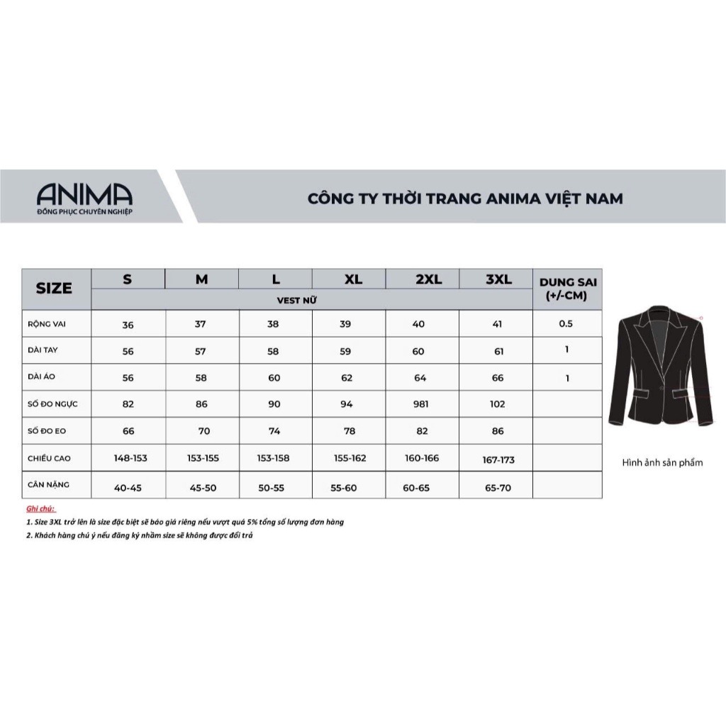 ÁO VEST NỮ CÔNG SỞ ANIMA PHONG CÁCH HÀN QUỐC 
